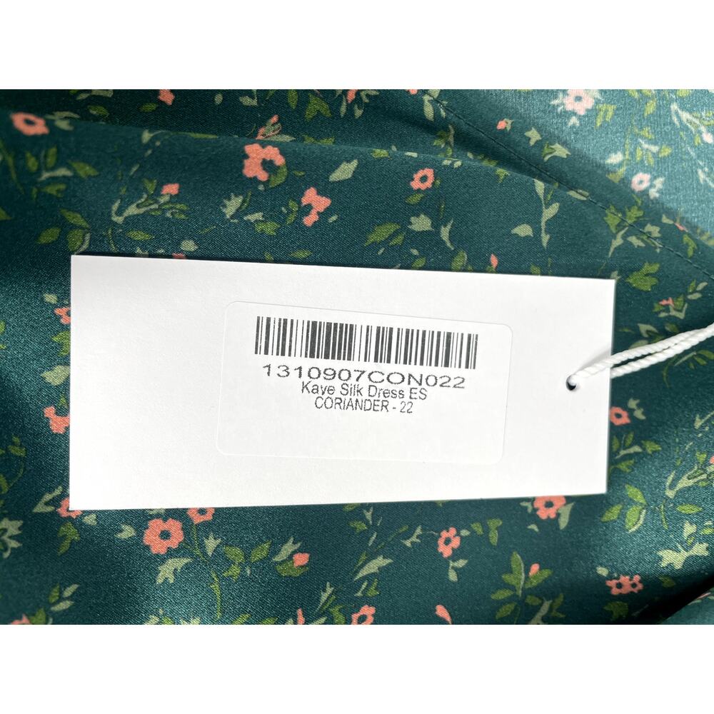 NWT Reformation Kaye Silk Dress Maxi Coriander Fairy Green Floral Sz 22 Babydoll - Picture 11 of 16